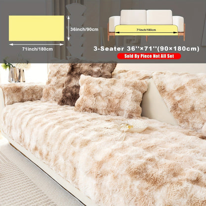 Sofa Cover, Faux-Lamb Plush Gradient Couch Pad in Five Colors with Armchair, Backrest and Seat Sizes