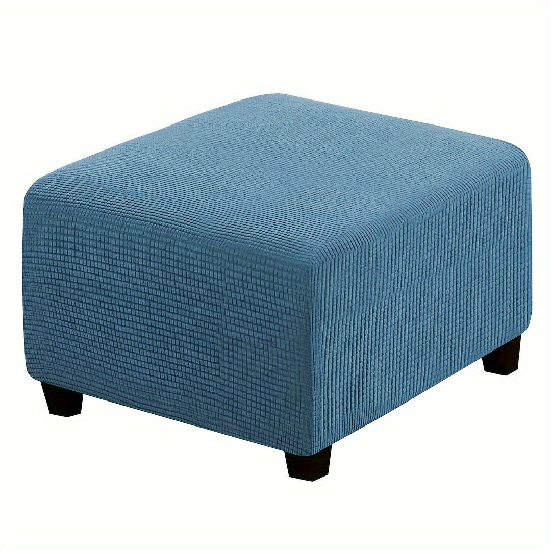 Square Ottoman Cover Elastic Stretch – Polar Fleece Footstool Slipcover with Elastic Band Closure Machine Washable for Home Office Decor