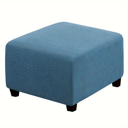 Square Ottoman Cover Elastic Stretch – Polar Fleece Footstool Slipcover with Elastic Band Closure Machine Washable for Home Office Decor