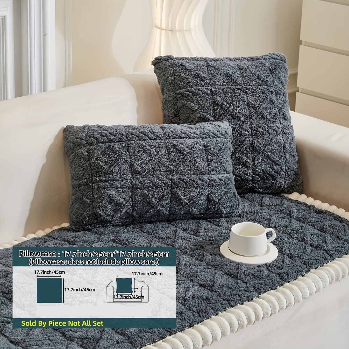 Sofa Cover Bohemian Quilted Shu Velveteen Panels with Ruffles and Design in Five Colors with Model-Specific Size and Color Options