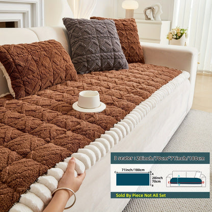 Sofa Cover Bohemian Quilted Shu Velveteen Panels with Ruffles and Design in Five Colors with Model-Specific Size and Color Options