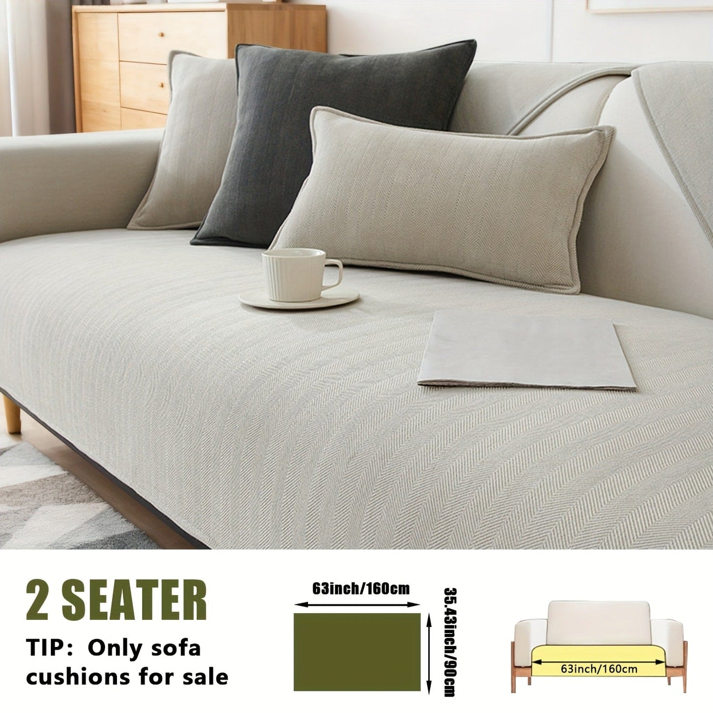 Sofa Cover Ribbed Chenille Stretch Panels for 1 to 4 Seats, Armrests or Cushions with Model-Specific Size and Color Options