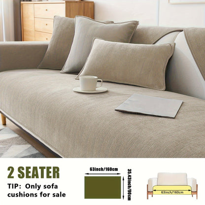 Sofa Cover Ribbed Chenille Stretch Panels for 1 to 4 Seats, Armrests or Cushions with Model-Specific Size and Color Options