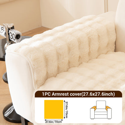 Sofa Cover Bubble Faux Rabbit Fur Panels with Silicone-Dot Backing for Seat, Armrest or Backrest