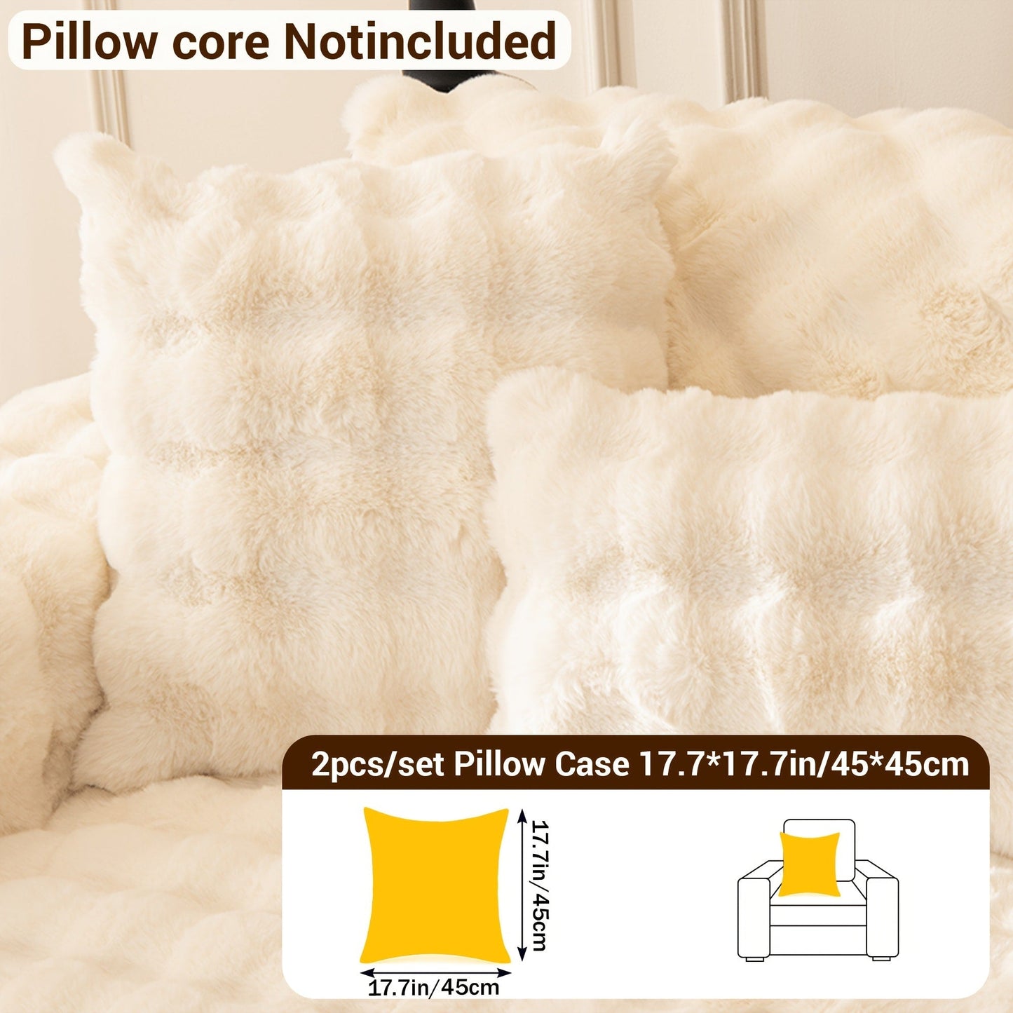 Sofa Cover Bubble Faux Rabbit Fur Panels with Silicone-Dot Backing for Seat, Armrest or Backrest