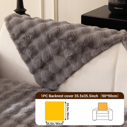 Sofa Cover Bubble Faux Rabbit Fur Panels with Silicone-Dot Backing for Seat, Armrest or Backrest