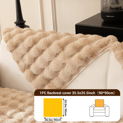 Sofa Cover Bubble Faux Rabbit Fur Panels with Silicone-Dot Backing for Seat, Armrest or Backrest