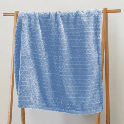 Textured Flannel Blanket in Rhinestone, Wheat-Ear, Checker and Solid Styles with Throw or Queen Options