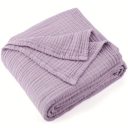 Muslin Blanket 100% Cotton 6-Layer, Breathable Gauze Throw for Couch & Bed, All Season, 13 Colors