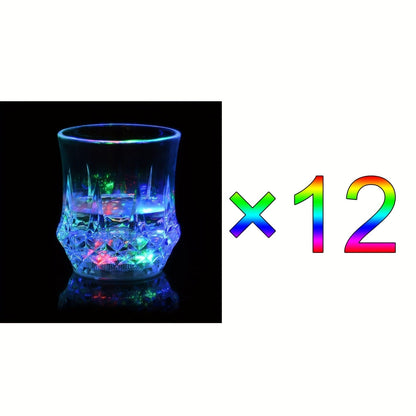 LED Light-Up Tumblers 12-Pack, 200 ml Color-Changing Party Cups Activated by Liquid for Bars, Birthdays and Celebrations