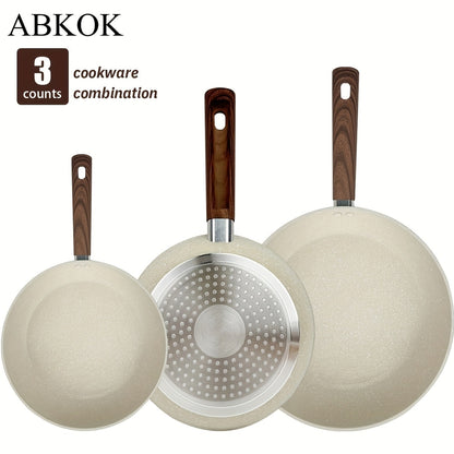 Non-Stick Frying Pan Set 3-Piece 7 9.5 11 Inch, Skillet Set with Insulated Handle for Home Cooking, Dining and Outdoor Meals
