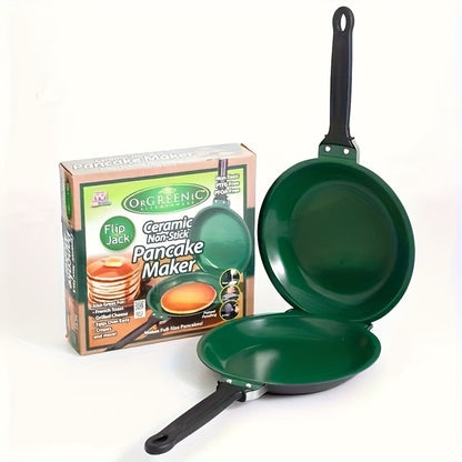 Reversible Non-Stick Pancake Skillet, Foldable Stainless Steel Flip Pan for Fluffy Pancakes, Omelettes & Frittatas