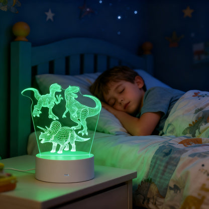3D Holographic Dinosaur Night Lamp 16 Color Changing T-Rex LED Bedside Lamp Remote Touch for Entryways, Bedrooms and Living Spaces