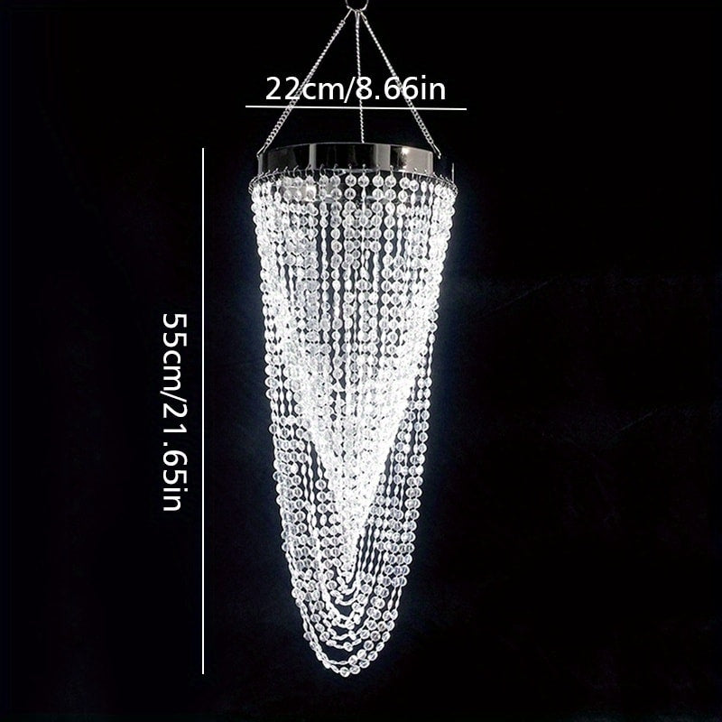 Crystal Beaded Chandelier Lampshade Acrylic Sparkling Droplets Elegant Ceiling Light Fixture for Entryways, Bedrooms and Living Spaces