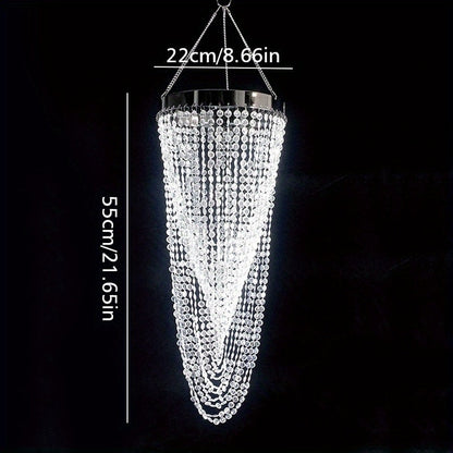 Crystal Beaded Chandelier Lampshade Acrylic Sparkling Droplets Elegant Ceiling Light Fixture for Entryways, Bedrooms and Living Spaces