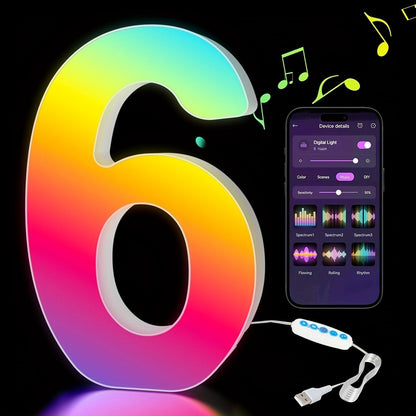 LED Letter Lights Music Sync – Colorful Flashing Marquee Alphabet Lights for Room Decor, Party, Bedroom, Festival & Camping