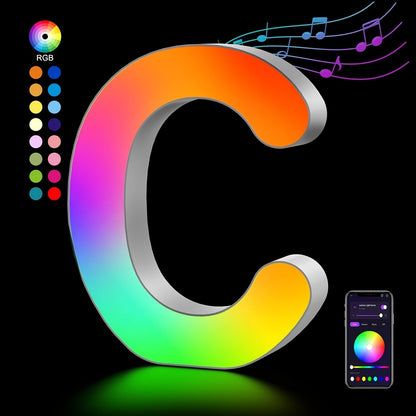 LED Letter Lights Music Sync – Colorful Flashing Marquee Alphabet Lights for Room Decor, Party, Bedroom, Festival & Camping