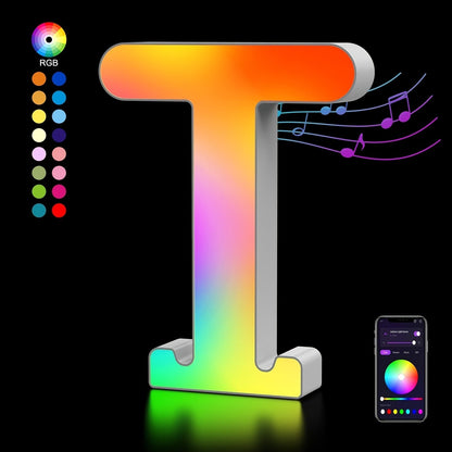 LED Letter Lights Music Sync – Colorful Flashing Marquee Alphabet Lights for Room Decor, Party, Bedroom, Festival & Camping