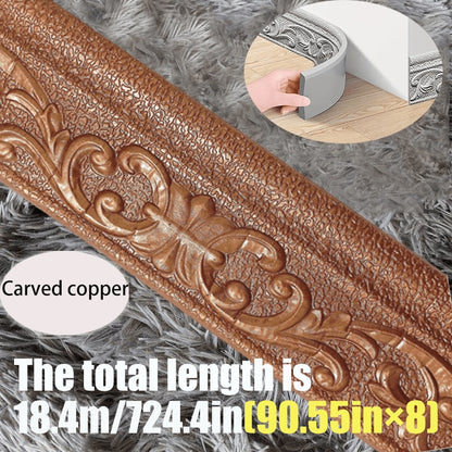 3D Self-Adhesive Foam Baseboard Wall Trim Sticker Waterproof Peel and Stick Carved Wallpaper Border Skirting for Home Decor White Silver
