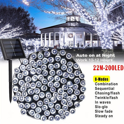 Solar String Lights in 39, 50, 72, 100 or 105-Foot Options with Spherical Bulbs, Warm or Cool White and Remote Control