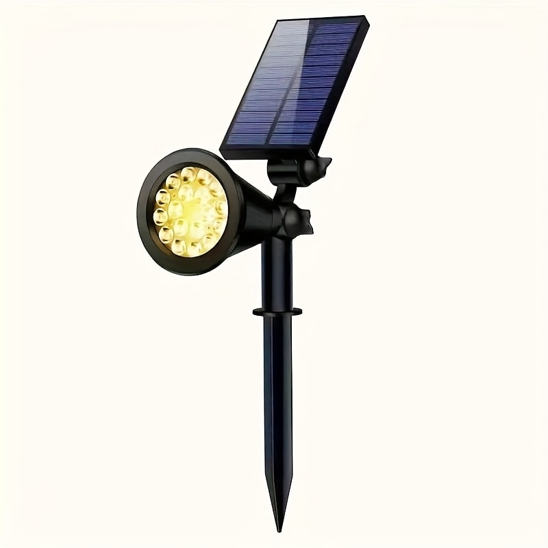 Solar Landscape Lights 2-in-1 Wall & Ground, Independent Adjustable Solar Panel, 8 Color Modes Outdoor Solar Spotlight for Garden