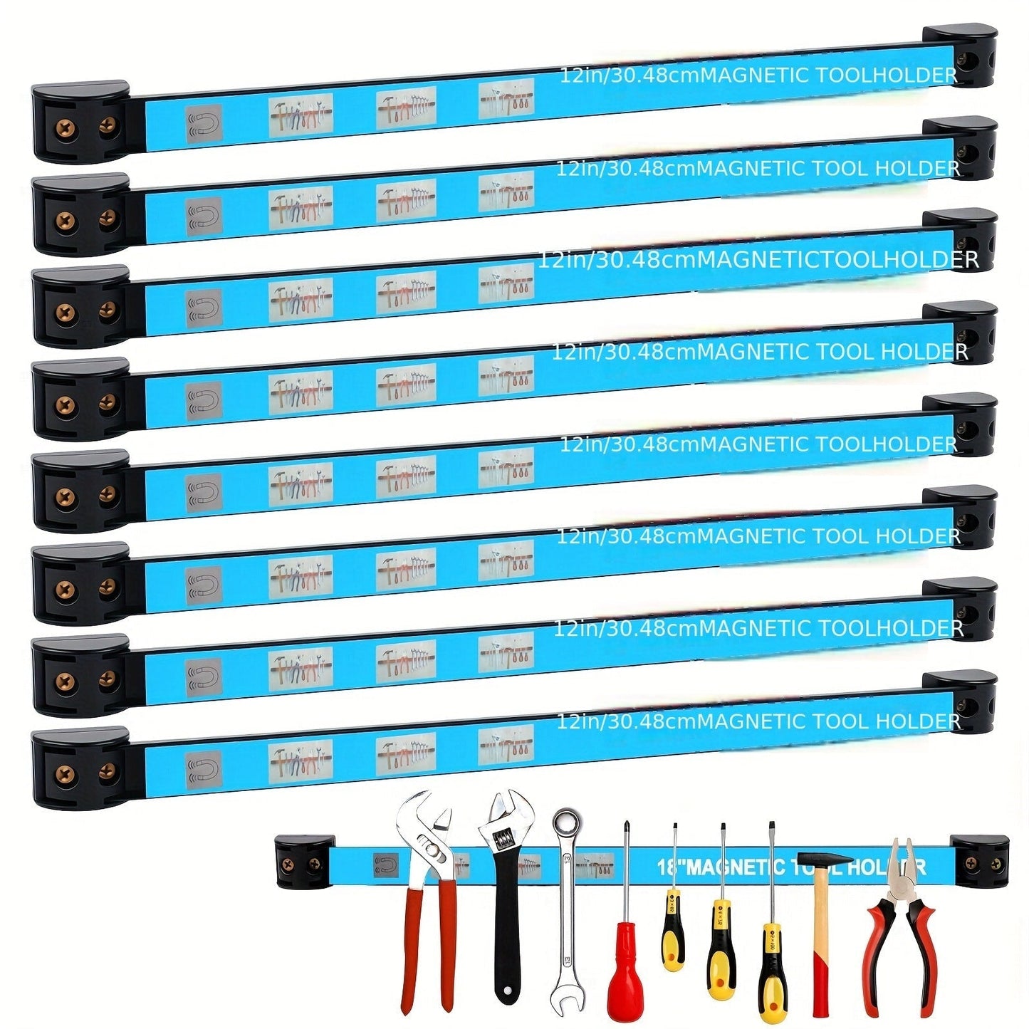 Magnetic Tool Bar Wall Mount Tool Holder 12/18 Inch, Iron Magnetic Knife Strip & Tool Rack for Kitchen