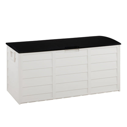 75 Gallon Deck Box with Wheels, 284L Resin Outdoor Storage Box Lockable Plastic Container for Patio