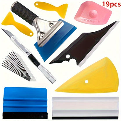 Car Window Tint Film Tool Kit 19/31pcs, Auto Window Film Installation Set with Squeegee Scraper, Plastic & Cowhide Scraper