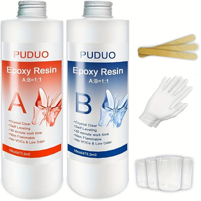 Fast-Curing Epoxy Resin Kit Low Odor Bubble-Free Non-Yellowing for Entryways, Bedrooms and Living Spaces