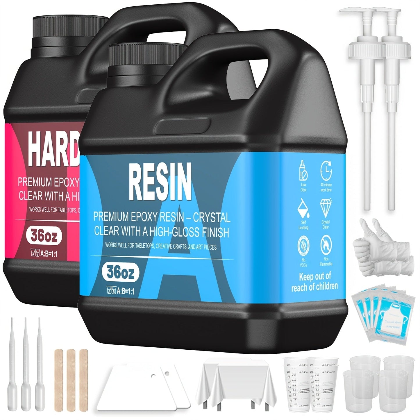 Epoxy Resin Kit Ultra Clear Bubble-Free Self-Leveling, 2-Part Casting & Coating Resin for River Tables Countertops Crafts