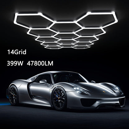 LED Hexagonal Garage Light 6500K, Super Bright Daylight White Shop Light 42W, 620W for Auto Detailing