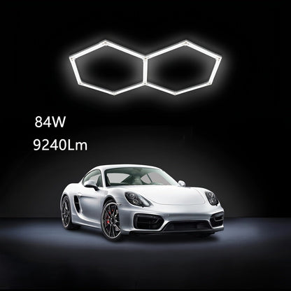 LED Hexagonal Garage Light 6500K, Super Bright Daylight White Shop Light 42W, 620W for Auto Detailing
