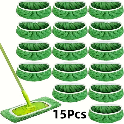 Microfiber Mop Pads 15-Pack Compatible with Swiffer Sweeper Reusable Washable Wet Dry Mopping Cloths Refill Pads for Hardwood Vinyl Tile