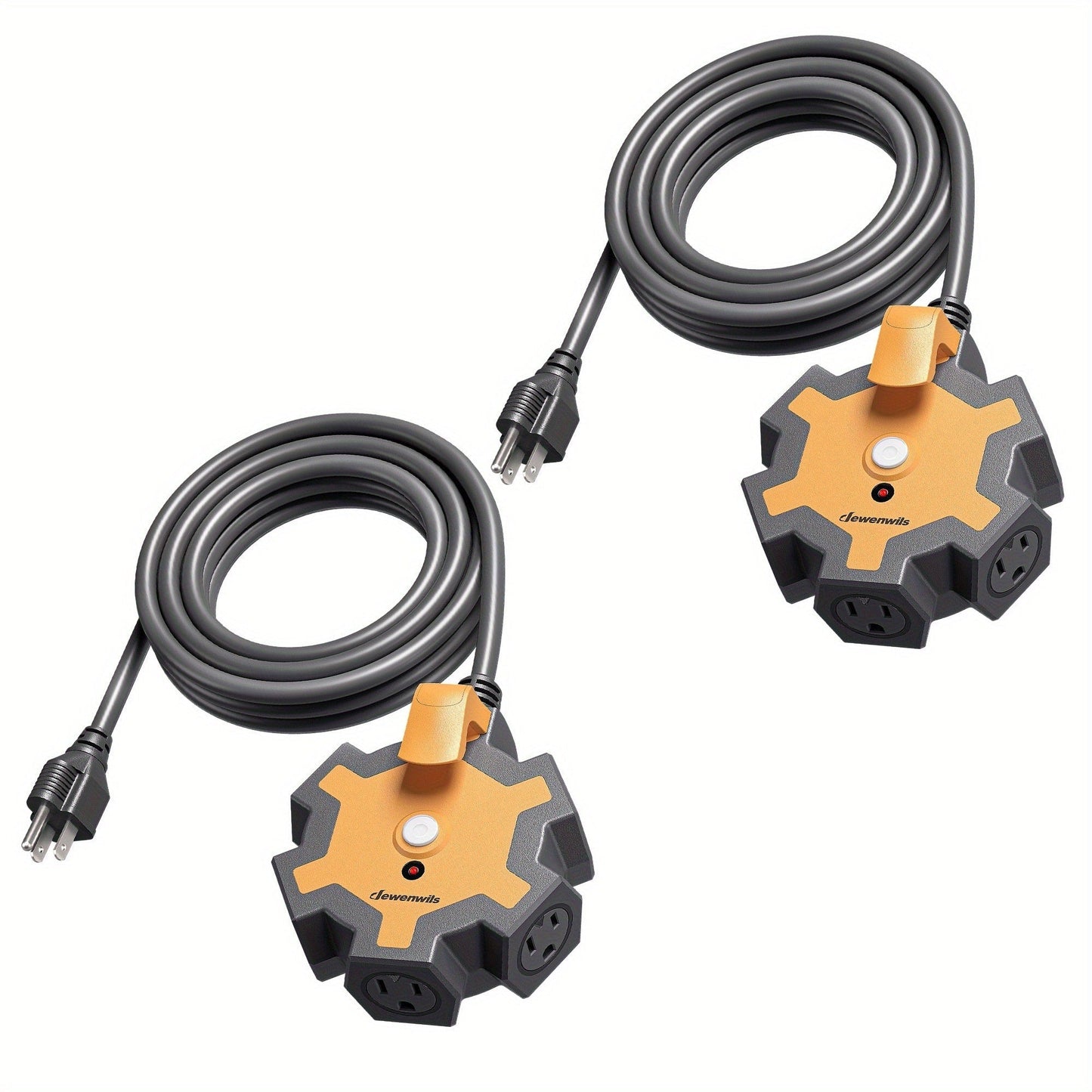 Power Strip 5-Outlet Workshop Hub with 15-Foot 14/3 AWG SJTW Cord, 15A Circuit Breaker and Swivel Covers