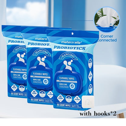 Flushable Wet Wipes for Adults with Probiotics, Plant-Based Fibers, Fragrance Free, Sewer Safe, & Thick Disposable Butt Wipes