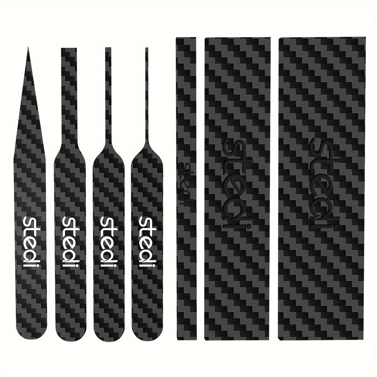 Carbon Fiber Sanding Sticks Set of 7, Hobby Model Sanding Tools with 4 Detail Polishing Boards, 3 Sizes 3"x0.6" 3"x0.4" 3"x0.2" for Scale