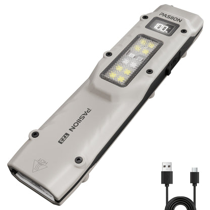 EDC Tactical Flashlight 1500 Lumen USB Rechargeable, Flat Slim Pocket Flashlight High CRI 5 Modes Red Warning Light
