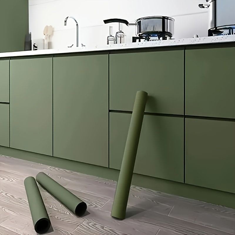 Peel and Stick Wallpaper Textured Matcha Green | Self-Adhesive Contact Paper 23.62"x118.1" Roll | Removable Wall Covering for Kitchen