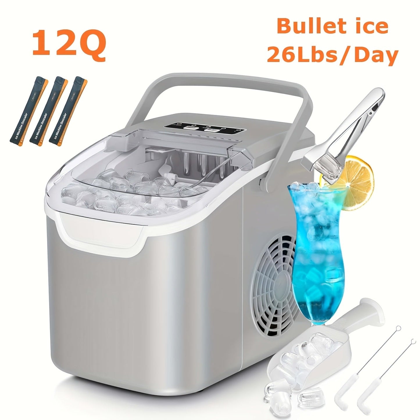 Nugget Ice Maker Countertop Pebble Ice Machine Per Day, Sonic Ice Bullet Ice Cube Options for Home Cooking, Dining and Outdoor Meals