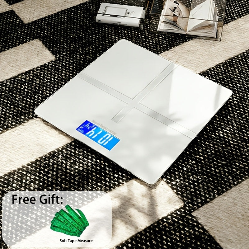 Digital Bathroom Scale High Precision – 396 lb Capacity Electronic Weight Scale with LCD Display, Available with Tape Measure & Storage