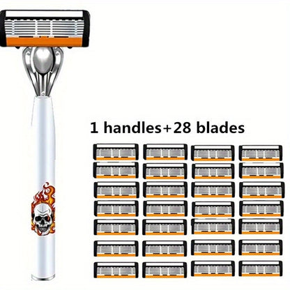 Men's Safety Razor with Replacement Blades - Anti-Slip Stainless Steel Handle Shaver for Beard & Sideburns