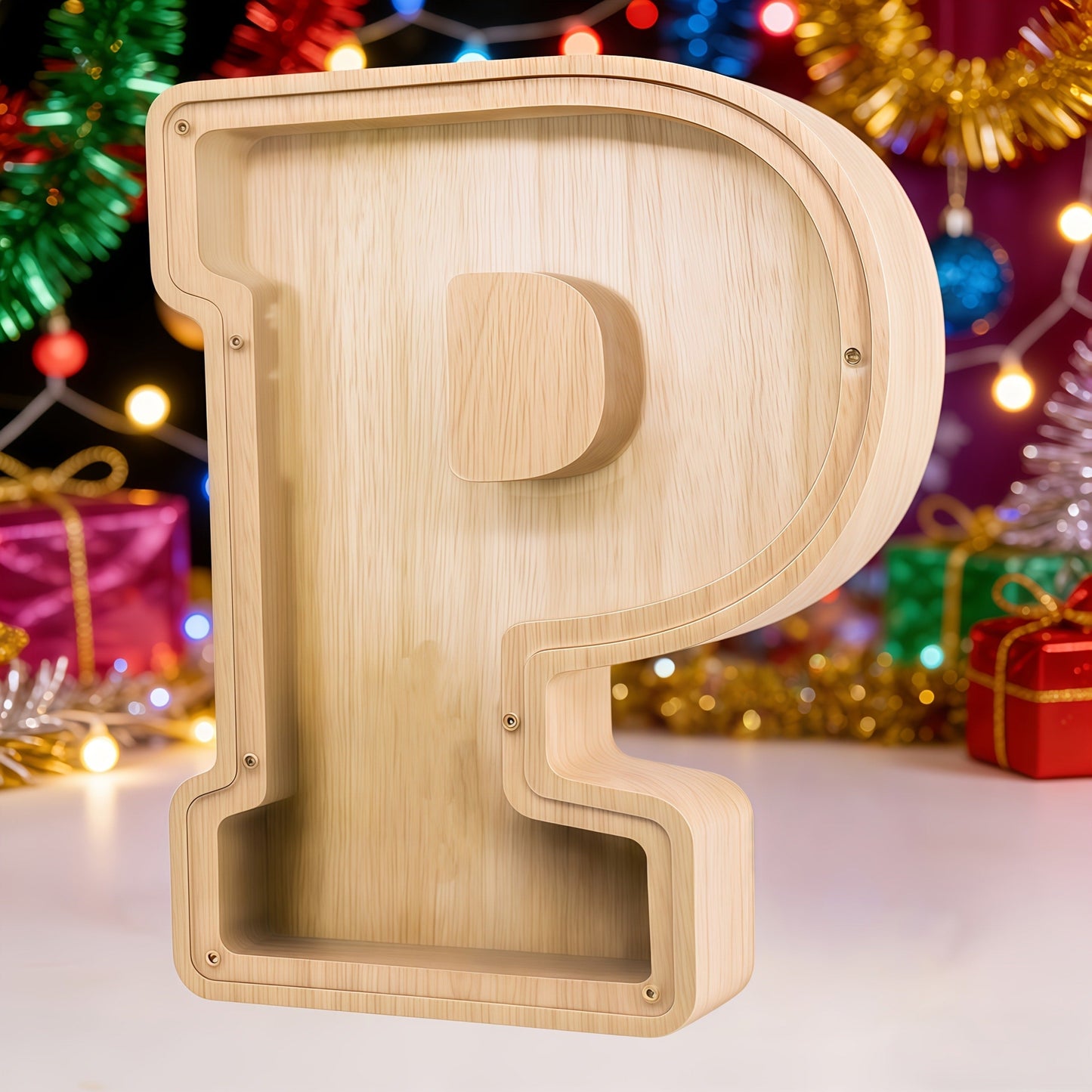 Alphabet Letter Piggy Bank A-Z Wooden Coin Bank Large Capacity Transparent – Personalized Savings Box for Kids | Back to School