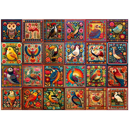 1000 Piece Bird Puzzle for Adults Bird Crochet Design – Challenging Animal Jigsaw with Letters on Back, Family Game Night Home Decoration