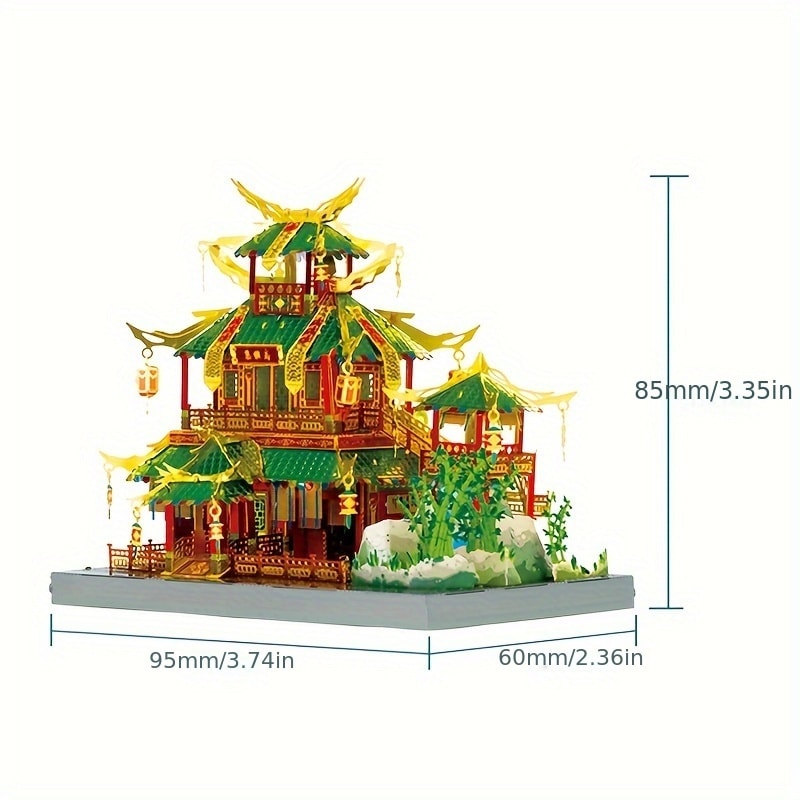 Chinese Street View Metal Model Kit, MU 3D Puzzle Traditional Architecture, Tianloc Pavilion Chiya Chai Tea House Drunk Xiao Lou