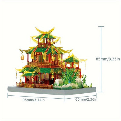Chinese Street View Metal Model Kit, MU 3D Puzzle Traditional Architecture, Tianloc Pavilion Chiya Chai Tea House Drunk Xiao Lou