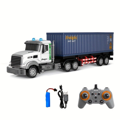 RC Container Semi Truck 1:24 Scale 23.6-Inch Extra Large, 2.4G 100ft Range, Load Cargo, USB Rechargeable