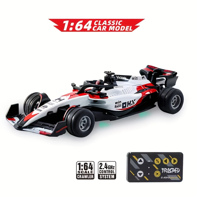 Mini RC Racing Car 1:64 Scale 2.4G Alloy Die-Cast 4WD Drift Toy Car with Lights & Adjustable Speed