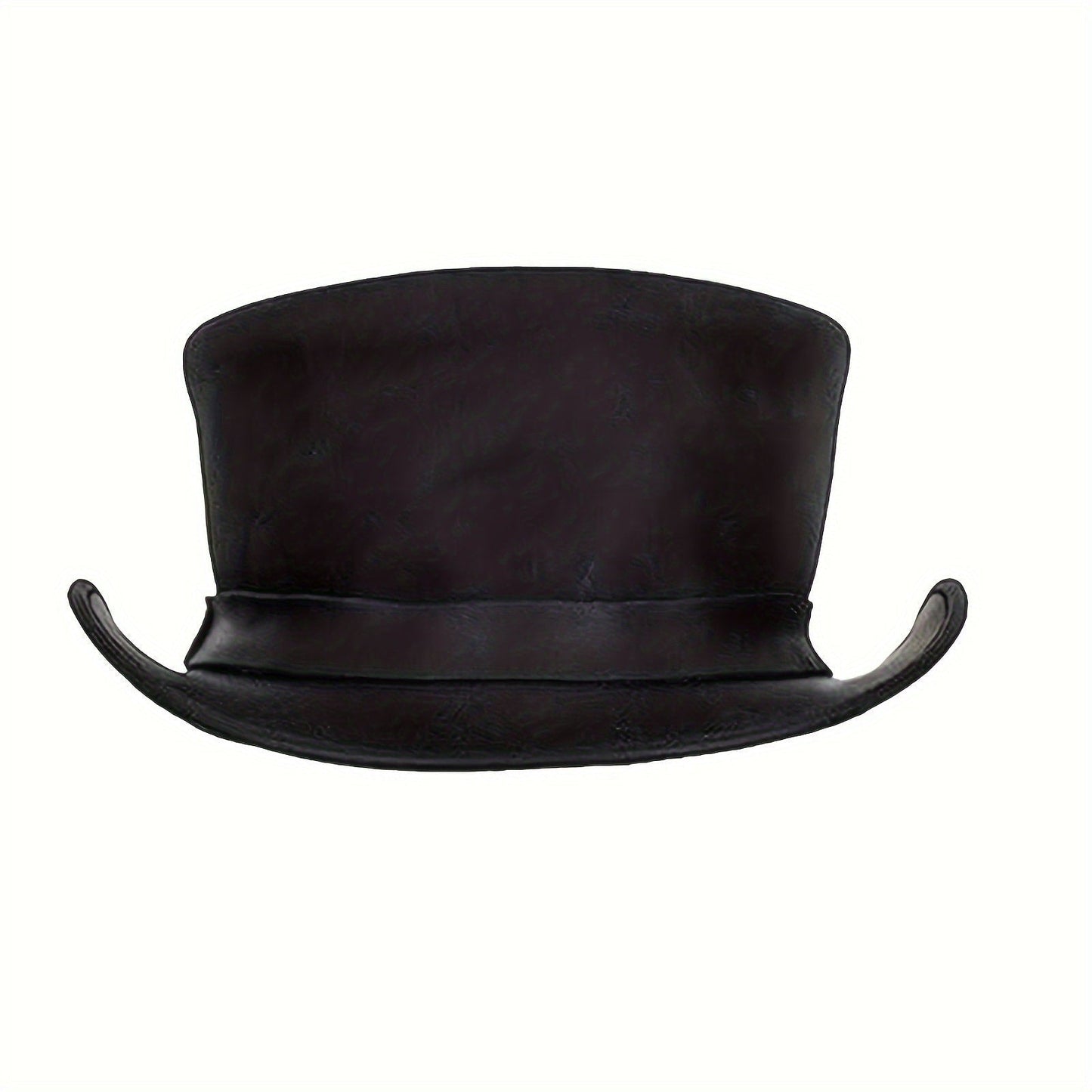 Genuine Leather Top Hat Steampunk Gentleman Shapeable Brim, Real Cowhide Low Crown Topper for Men & Women S-3XL