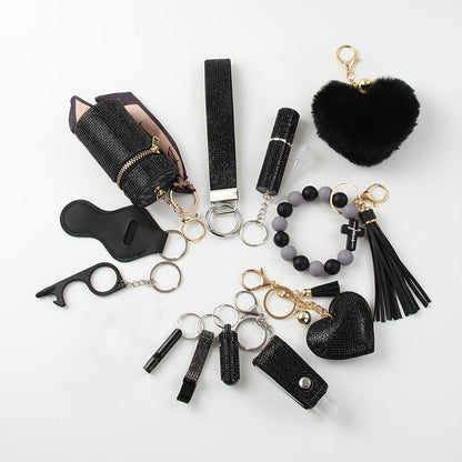 Rhinestone Keychain Set for Women 13-Piece with the Listed Color, Size or Set Options for Everyday Use