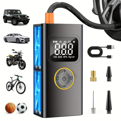 Portable Tire Inflator Air Compressor 150PSI – Cordless Smart Air Pump with Digital Pressure Gauge, LCD Display, 3X Fast Inflation